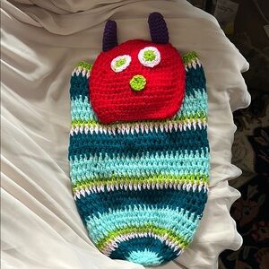 🔥NWOT🔥 Hand-Crochet Sleep Sack Caterpillar Outfit Unisex Costume Photo-op Party